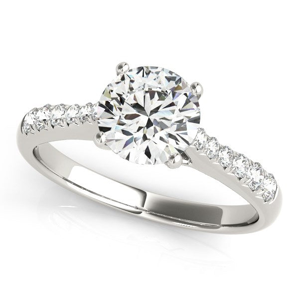 Round Cut Diamond Engagement Ring in 14K White Gold (1 5/8 cttw)