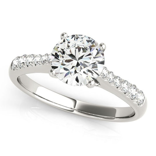 Round Cut Diamond Engagement Ring in 14K White Gold (1 5/8 cttw)