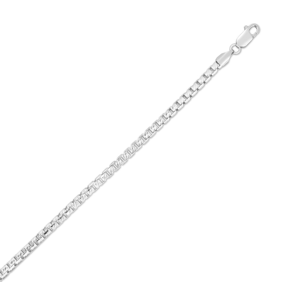 Rockstar Cut Round Box Chain in Rhodium-Plated Silver (3.90 mm)