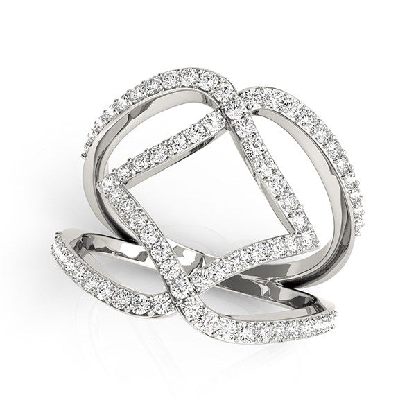 Entwined Design Diamond Dual Band Ring in 14K White Gold (3/4 cttw)