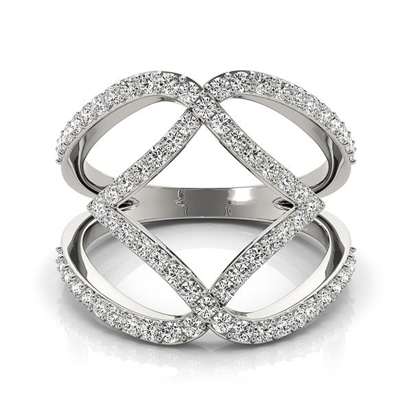 Entwined Design Diamond Dual Band Ring in 14K White Gold (3/4 cttw)