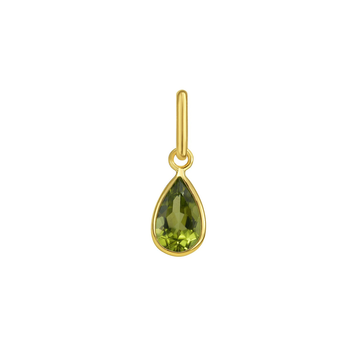 Pear Peridot Charm Pendant in 14K Yellow Gold