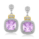 Cushion Amethyst & Diamond Earrings in 18K Gold Silver (.05cttw)
