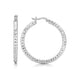 Faceted Motif Large Hoop Earrings in Rhodium-Plated Silver (4x25mm)