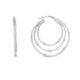 Multi Row Bamboo Hoop Earrings in Rhodium-Plated Sterling Silver