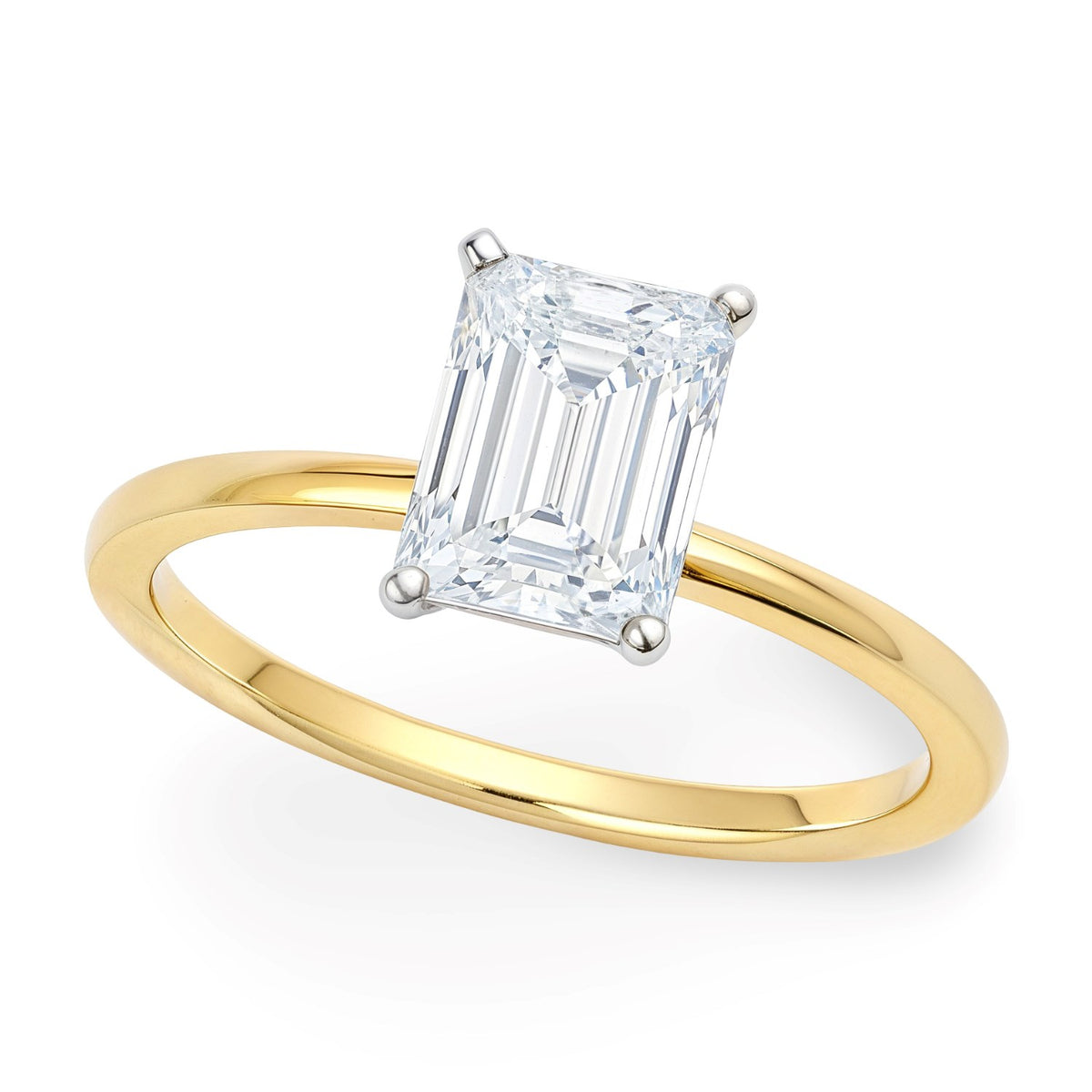 1 Carat Radiant Lab Grown IGI Diamond Solitaire in 14K Yellow Gold G/VS1