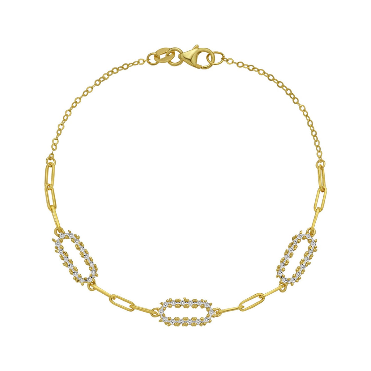 Faceted Gold Station Paperclip Bracelet in 14K Yellow Gold