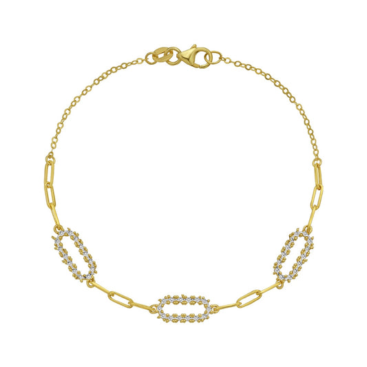 Faceted Gold Station Paperclip Bracelet in 14K Yellow Gold