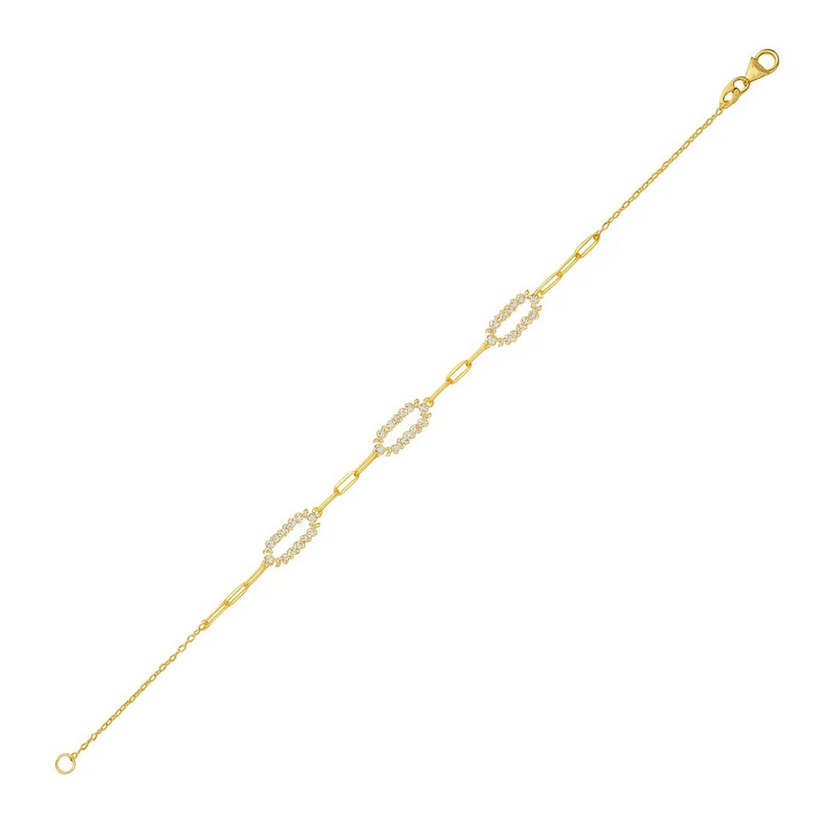 Faceted Gold Station Paperclip Bracelet in 14K Yellow Gold