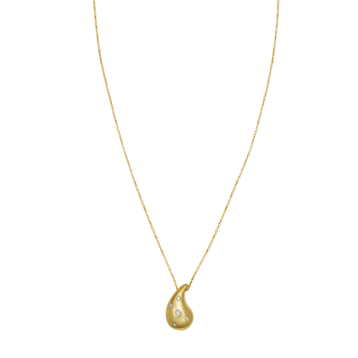 Diamond Raindrop Pendant Necklace in 14K Yellow Gold