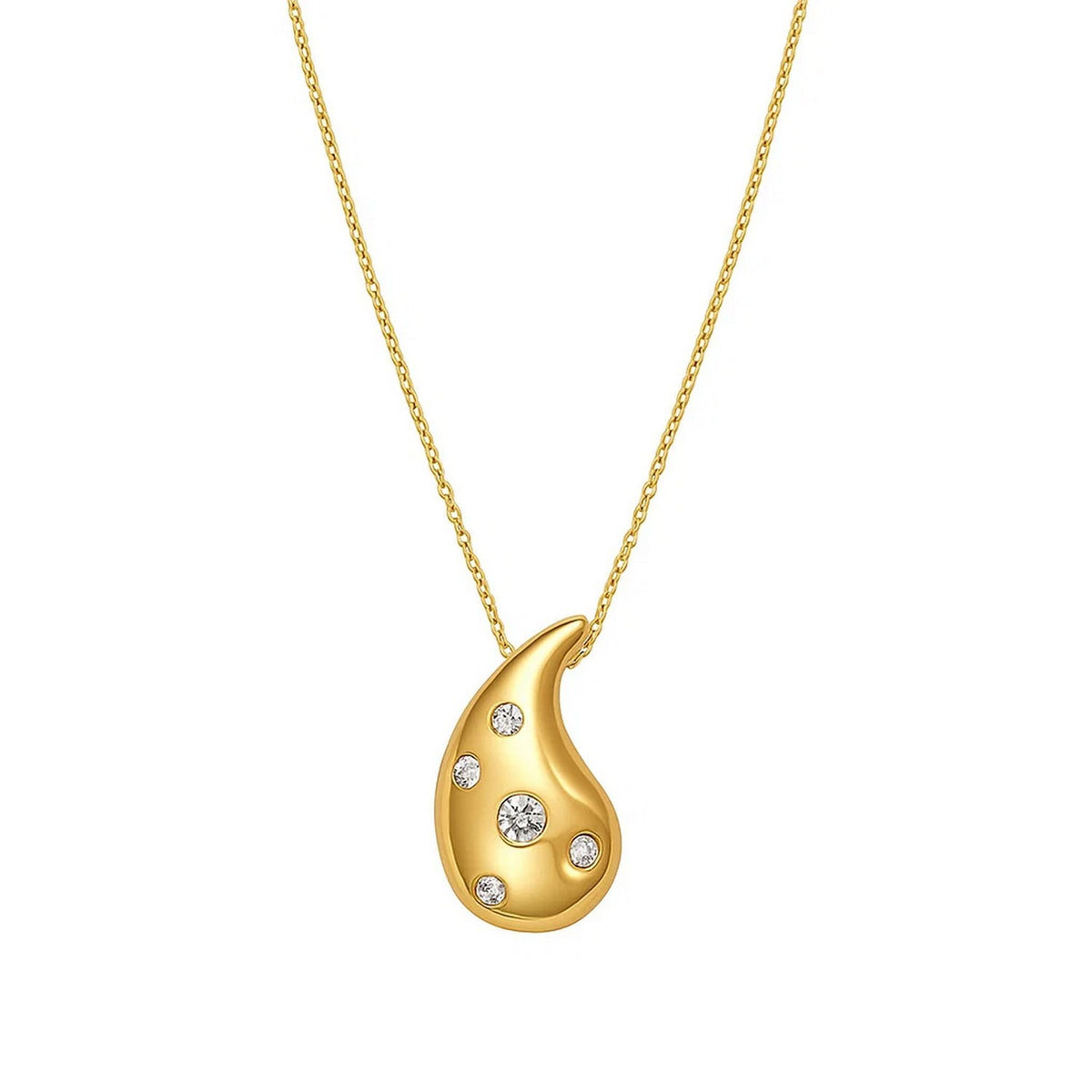 Diamond Raindrop Pendant Necklace in 14K Yellow Gold