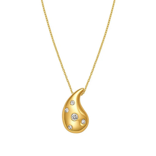 Diamond Raindrop Pendant Necklace in 14K Yellow Gold