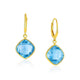 Blue Topaz Cushion Drop Earrings in 14K Yellow Gold (12.00 mm)