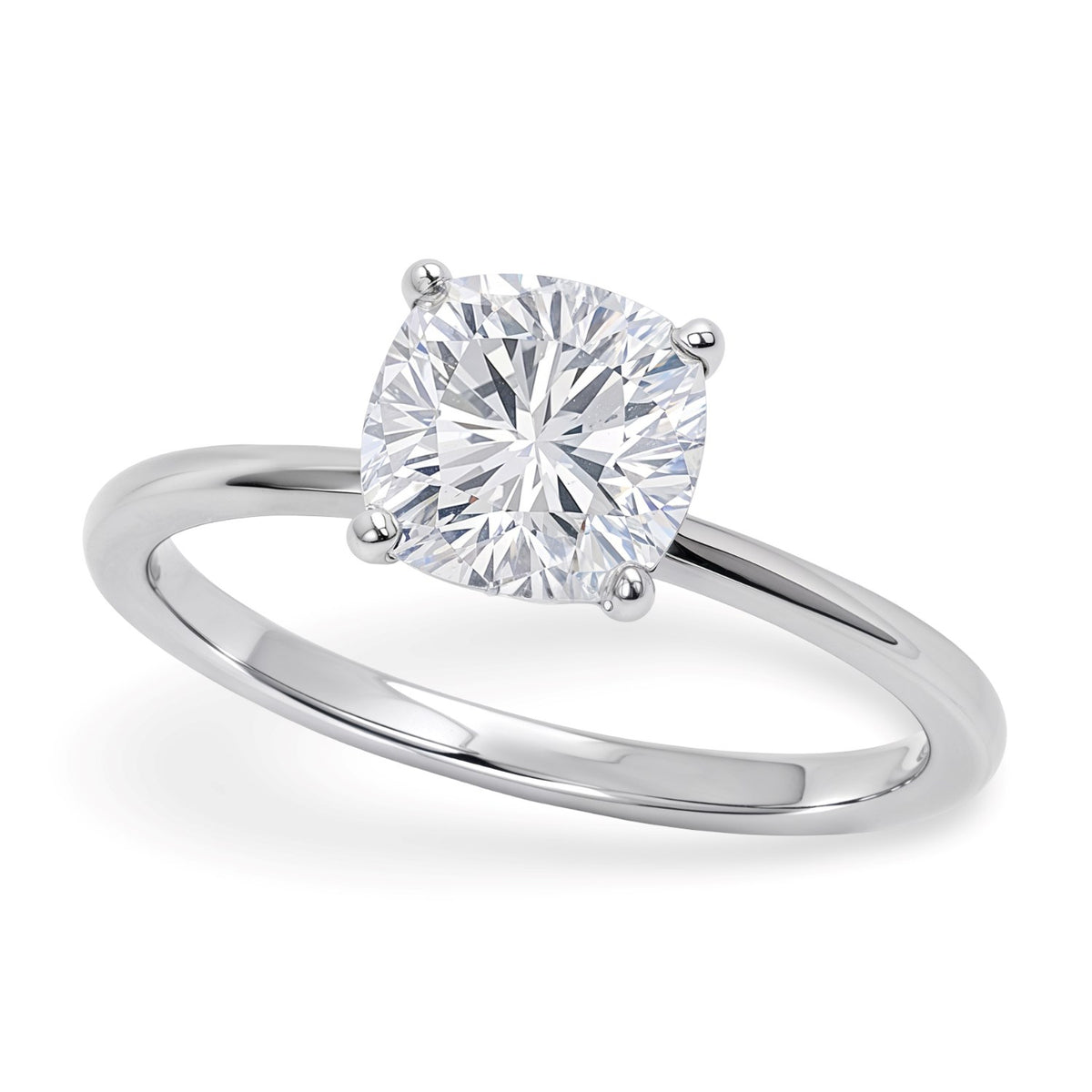 1.5 Carat Cushion Lab Grown IGI Diamond Solitaire in 14K White Gold G/VS1
