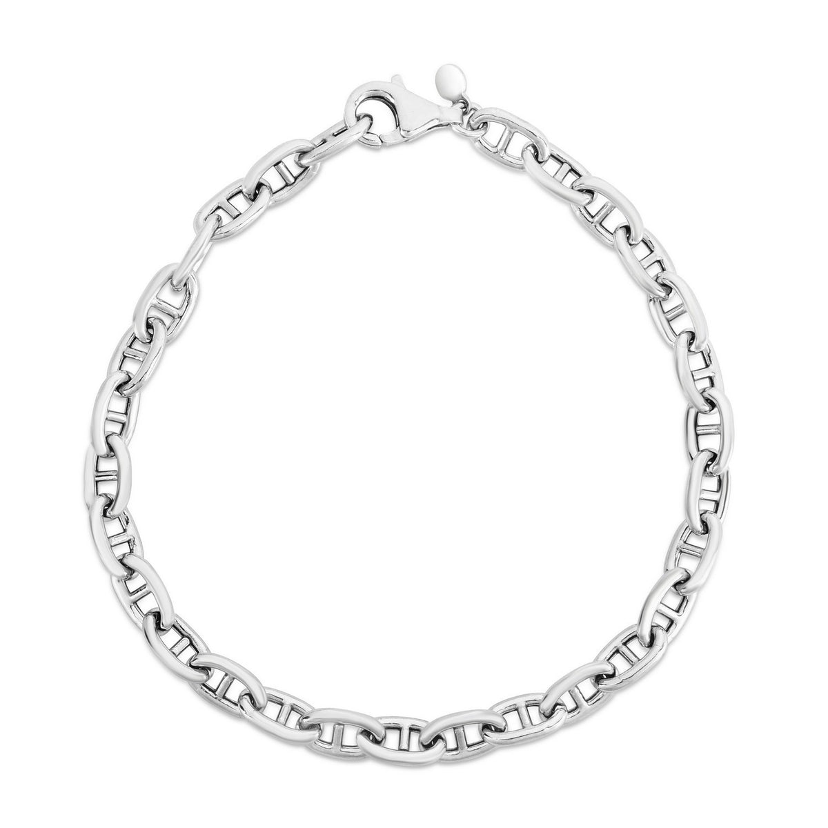 Puffed Mariner Bracelet in Rhodium-Plated Sterling Silver (5.90 mm)