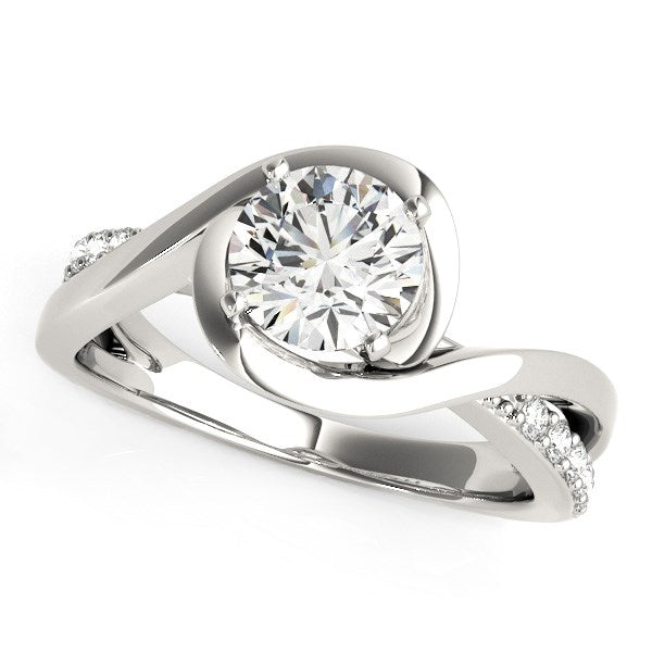 Split Band Round Bypass Diamond Engagement Ring in 14K White Gold (1 1/8 cttw)