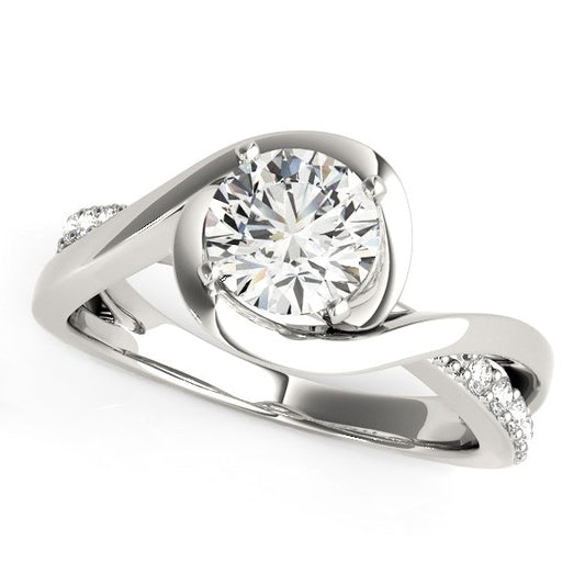 Split Band Round Bypass Diamond Engagement Ring in 14K White Gold (1 1/8 cttw)