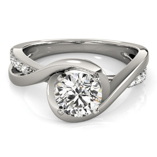 Split Band Round Bypass Diamond Engagement Ring in 14K White Gold (1 1/8 cttw)