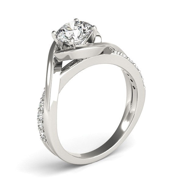 Split Band Round Bypass Diamond Engagement Ring in 14K White Gold (1 1/8 cttw)