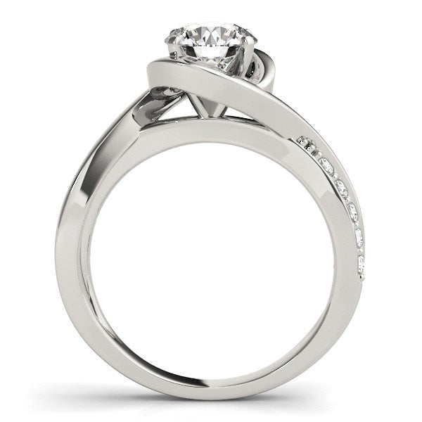 Split Band Round Bypass Diamond Engagement Ring in 14K White Gold (1 1/8 cttw)