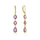 Round and Pear Amethyst Drop Earrings in 14K Yellow Gold (47.00 mm)
