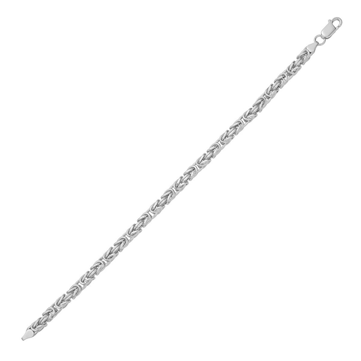 Lite Square Byzantine Chain in Rhodium-Plated Sterling Silver (4.20 mm)