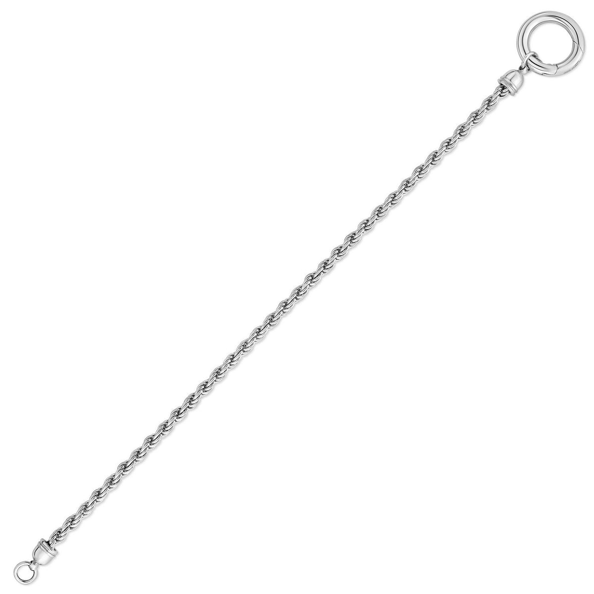 Fancy Push Lock Rope Chain Bracelet in Rhodium-Plated Sterling Silver (3.40 mm)