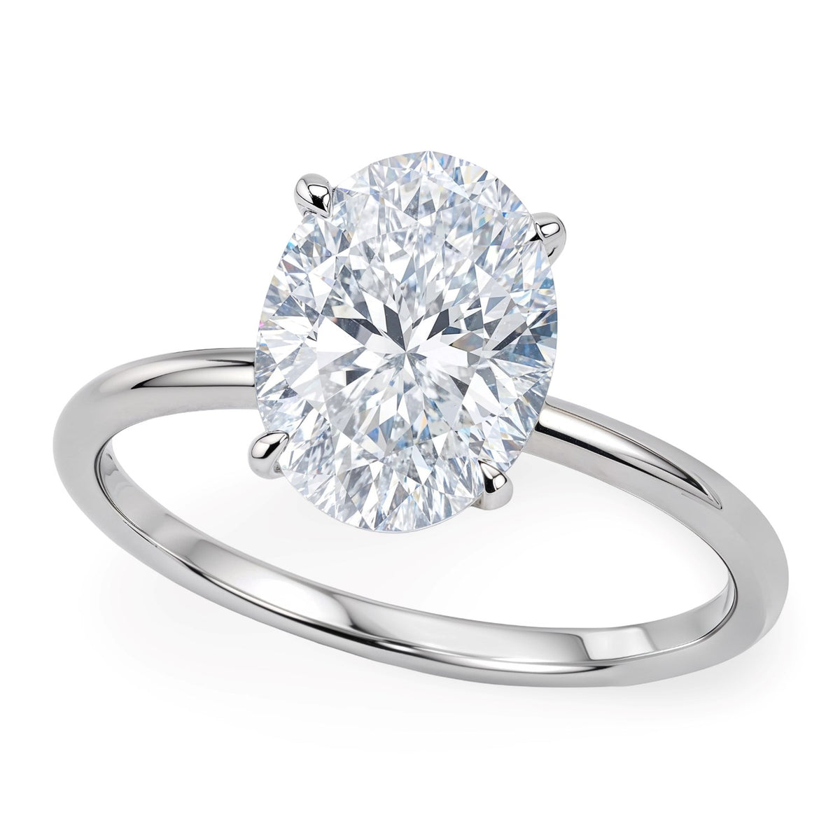 2 Carat Oval Lab Grown IGI Diamond Solitaire in 10K White Gold G/VS1