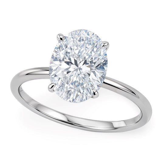 2 Carat Oval Lab Grown IGI Diamond Solitaire in 10K White Gold G/VS1