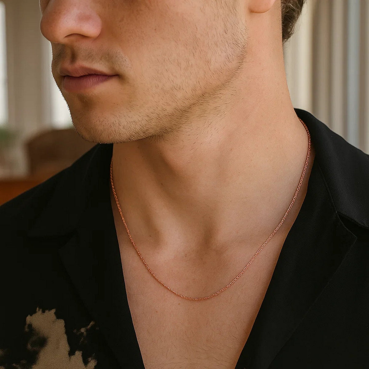 Machine Rope Chain in 14K Rose Gold (0.95 mm)