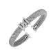 Diamond Popcorn Texture Cuff Bangle in Silver (8.00 mm)