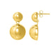 Puffed Round Double Button Drop Earrings in Rhodium-Plated Sterling Silver