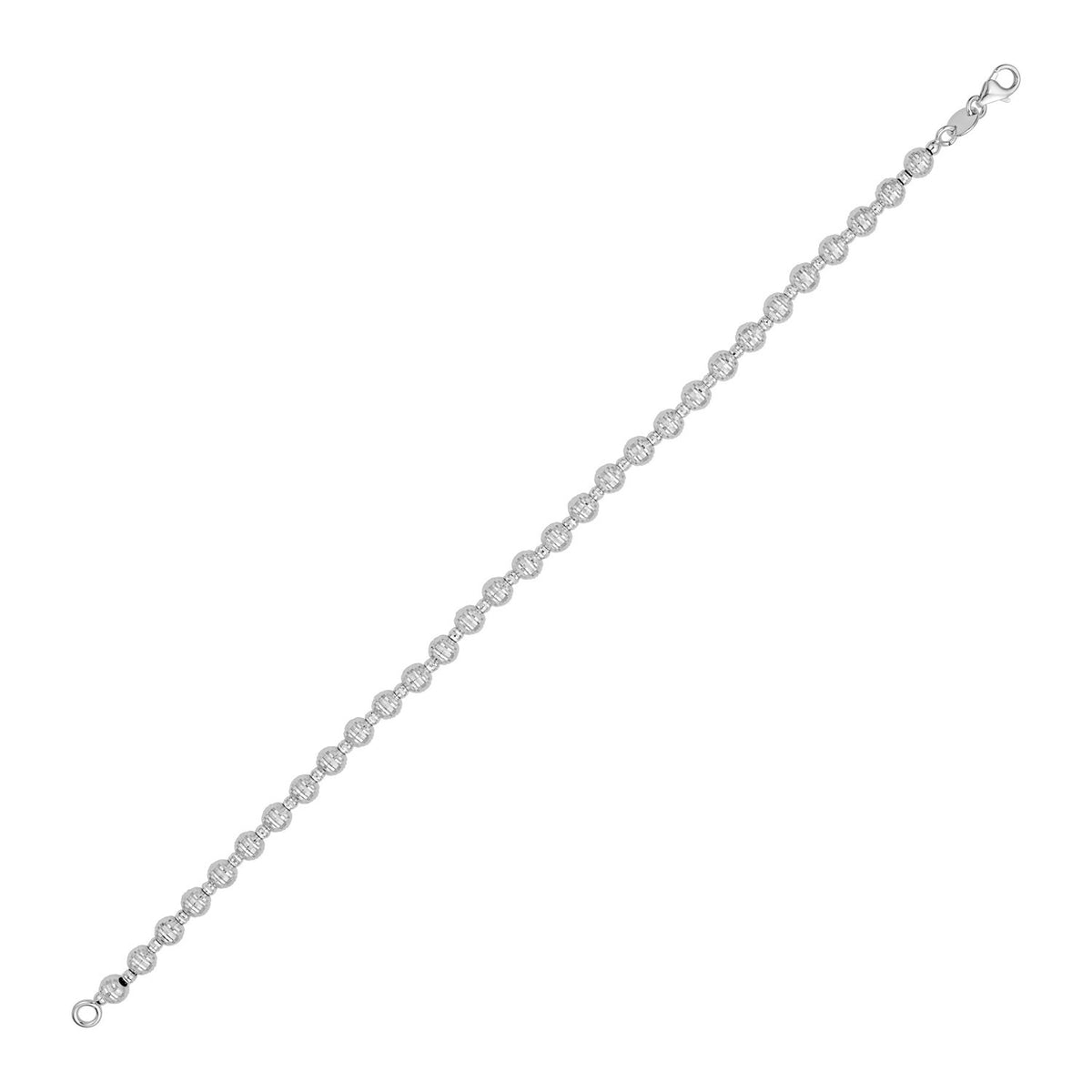 Disco Bead Bracelet in 14K White Gold