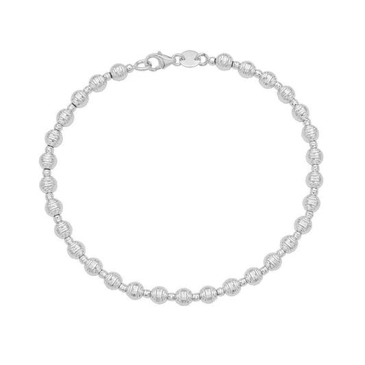 Disco Bead Bracelet in 14K White Gold