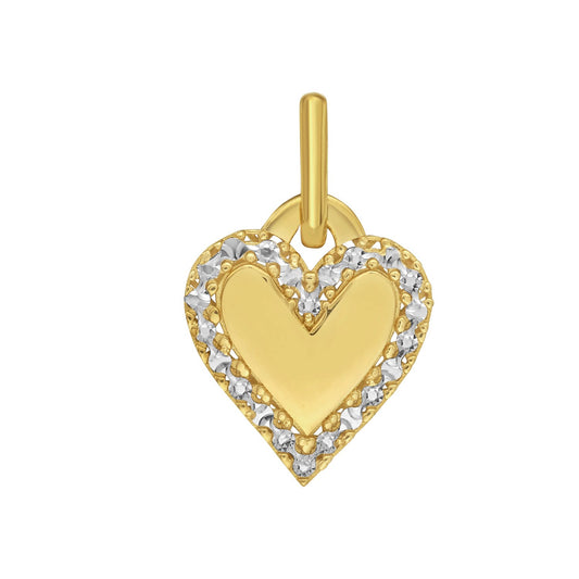 Diamond Cut Heart Charm Pendant in 14K Yellow Gold
