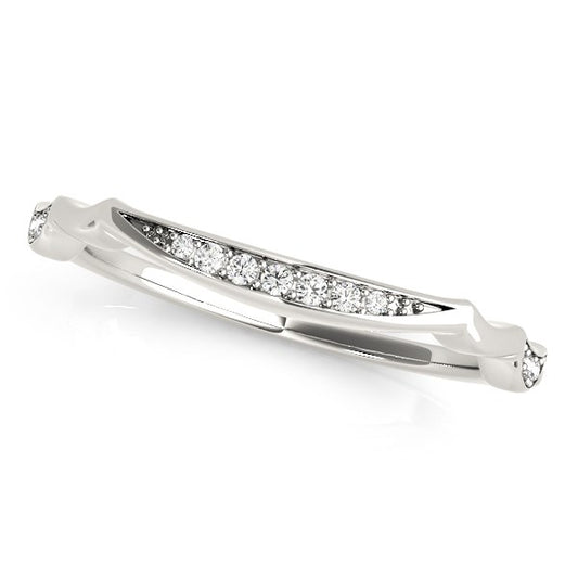 Unique Graduated Style Diamond Wedding Band in 14K White Gold (1/10 cttw)