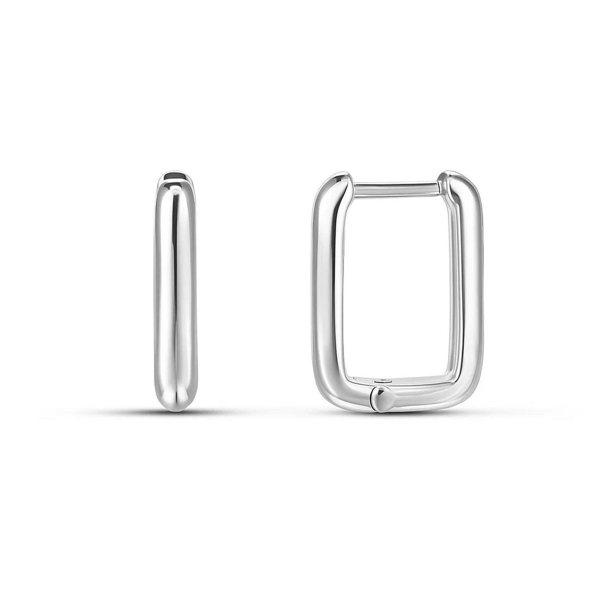 Rectangle Hoop Earrings in Sterling Silver