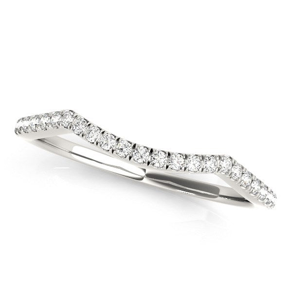 Diamond Pave Set Curved Wedding Band in 14K White Gold (1/8 cttw)
