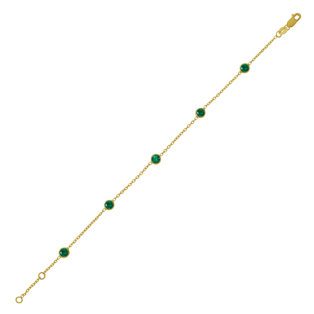 Emerald Station Bracelet in 14K Yellow Gold