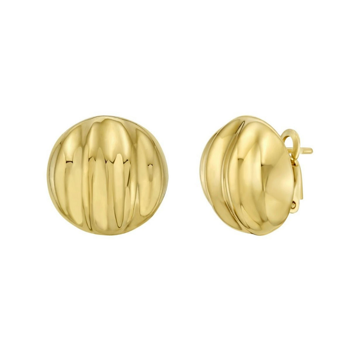 Sculpted Domed Disc Stud Earrings in Yellow Gold-Plated Sterling Silver