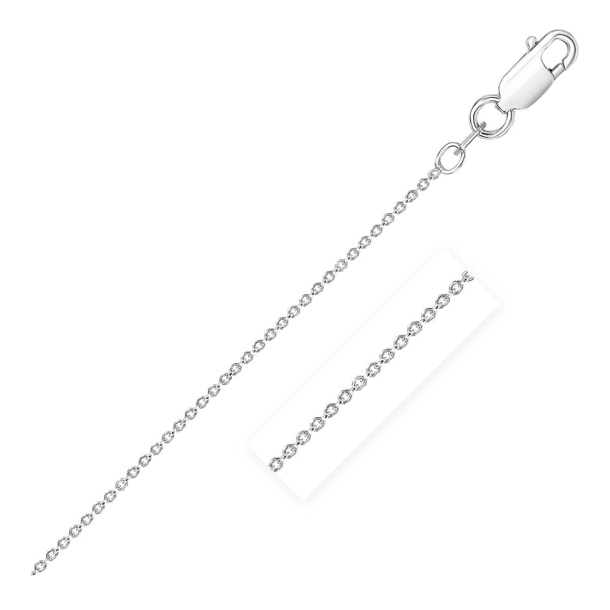 Round Cable Chain in Rhodium-Plated Sterling Silver (1.10 mm)