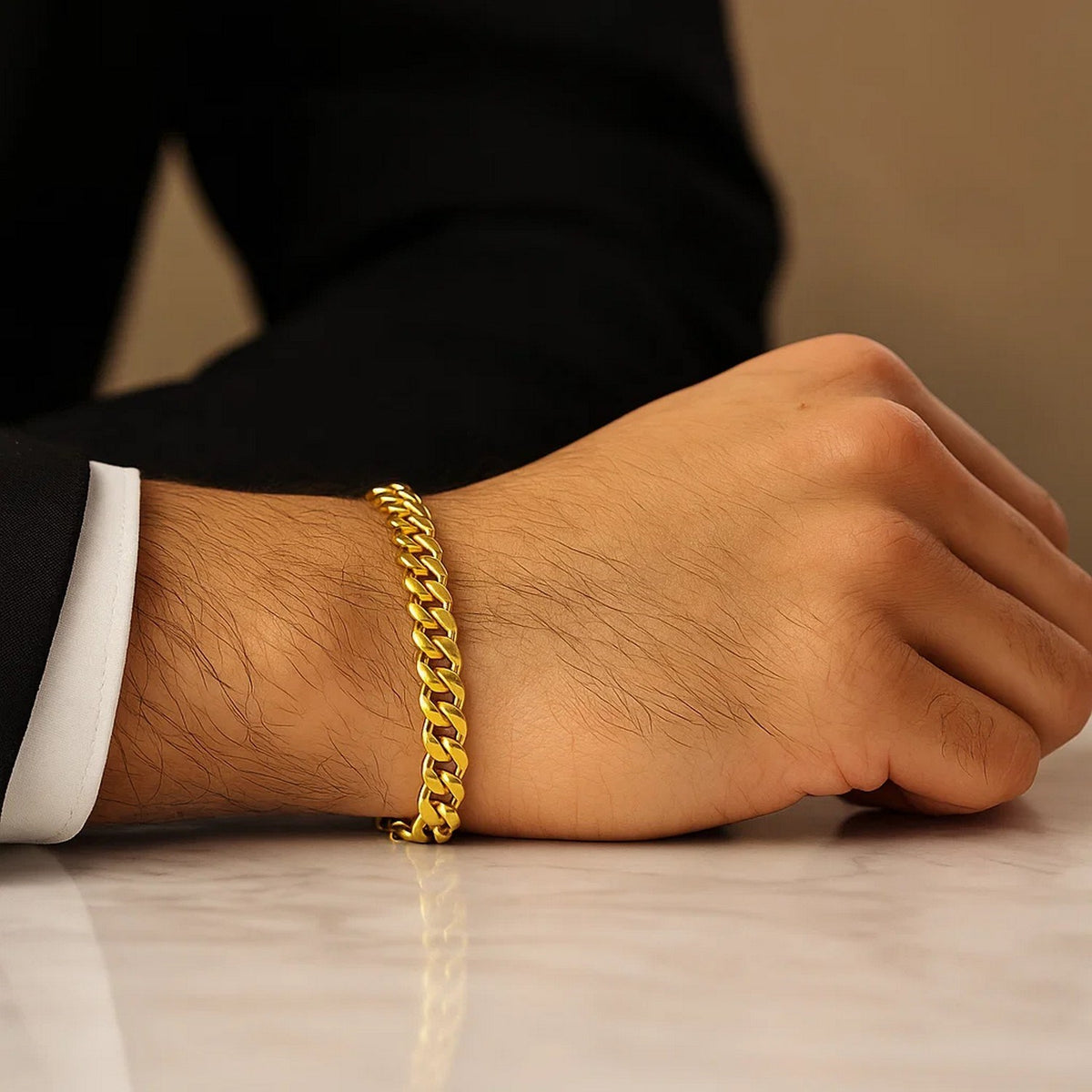 Semi-Solid Miami Cuban Link Bracelet in 14K Yellow Gold (6.10 mm)
