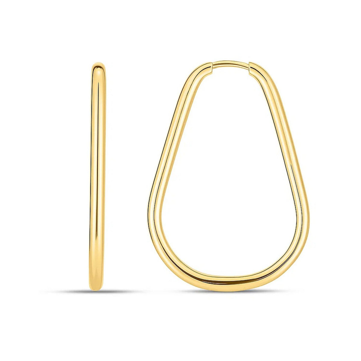 Pear-Shaped Endless Hoop Earrings in 14K Yellow Gold