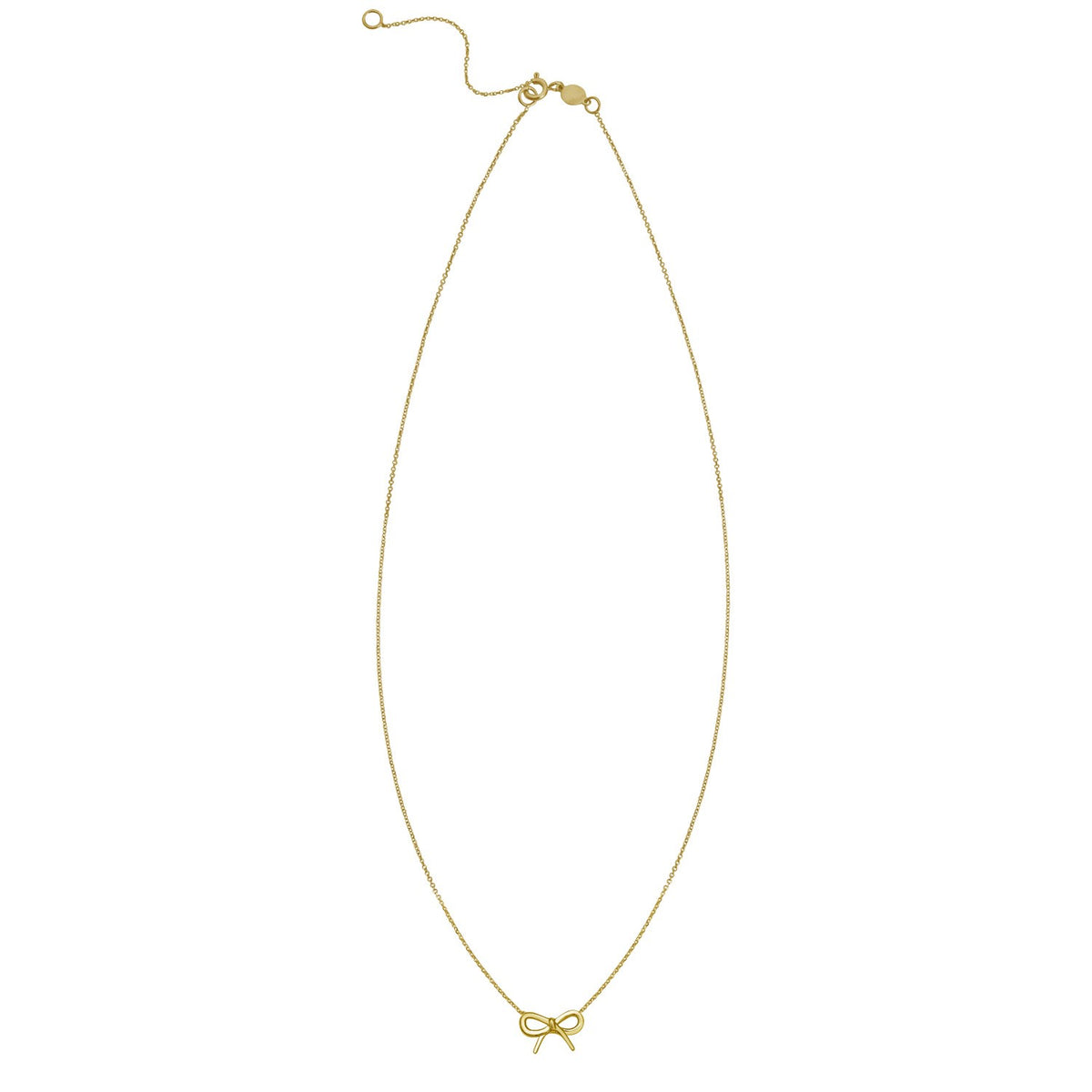 Small Polished Bow Necklace in 14K Yellow Gold