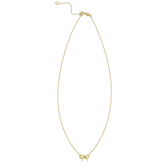 Small Polished Bow Necklace in 14K Yellow Gold