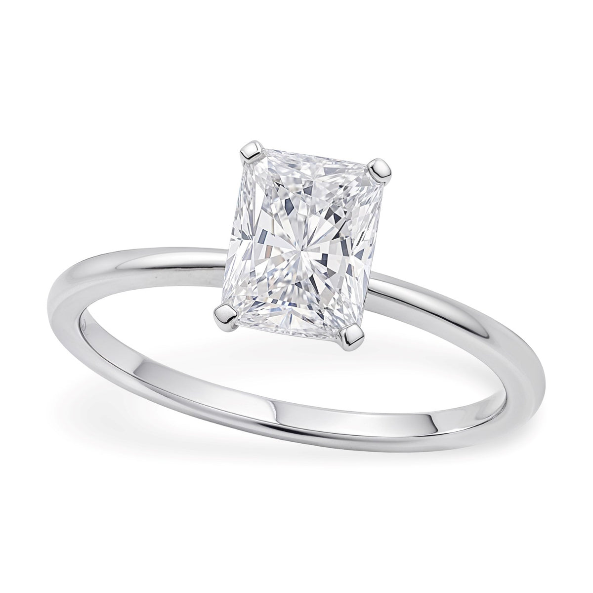 1.5 Carat Radiant Lab Grown IGI Diamond Solitaire in 14K White Gold G/VS1