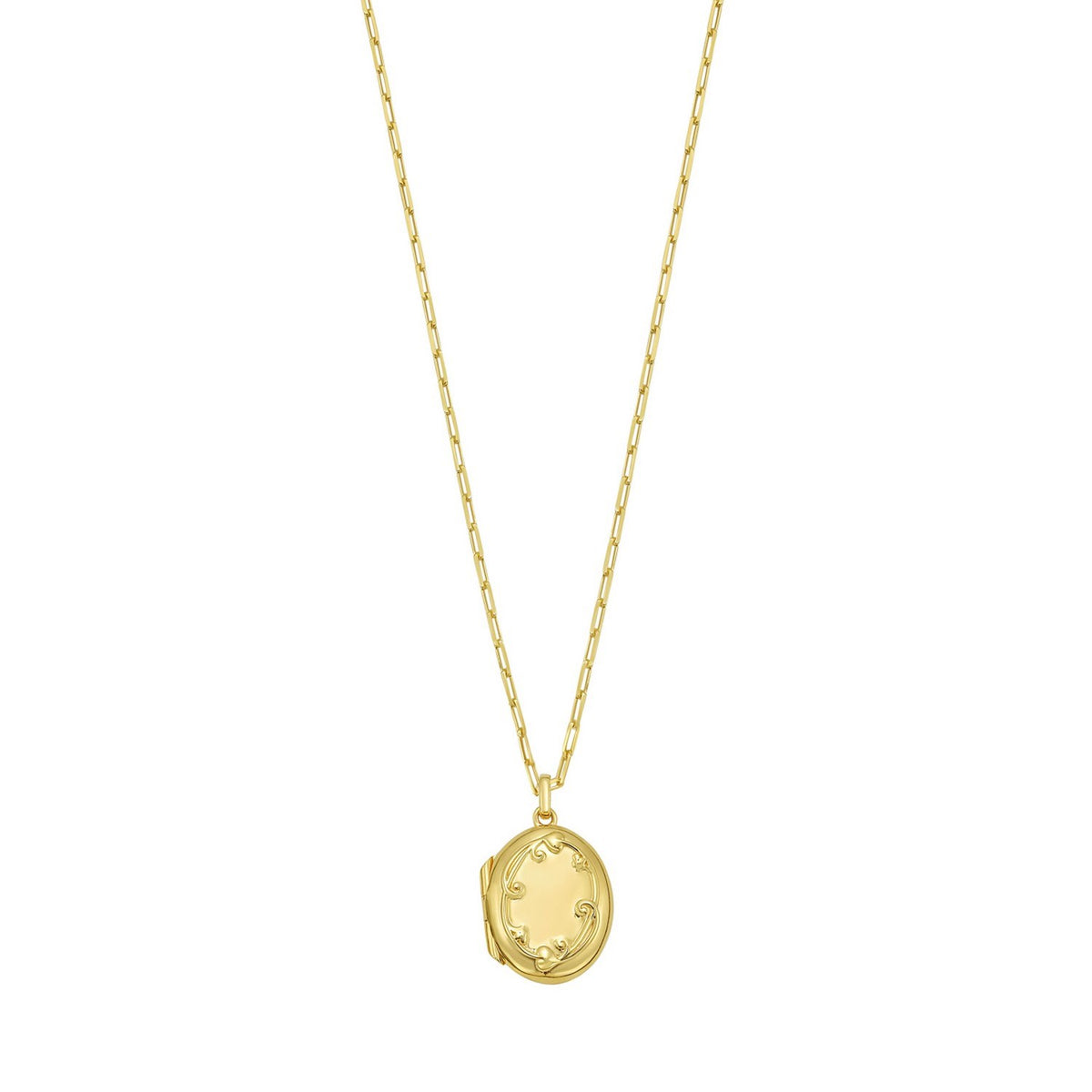 Oval Vine Locket Necklace in Gold-Plated Sterling Silver