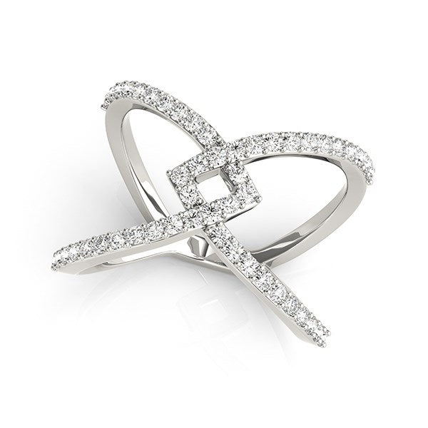Fancy Entwined Design Diamond Ring in 14K White Gold (1/2 cttw)