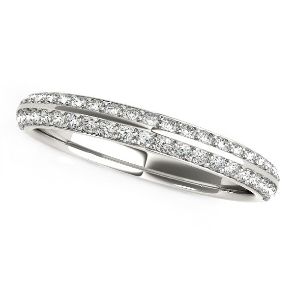 Two-Row Pave Set Diamond Wedding Band in 14K White Gold (1/4 cttw)