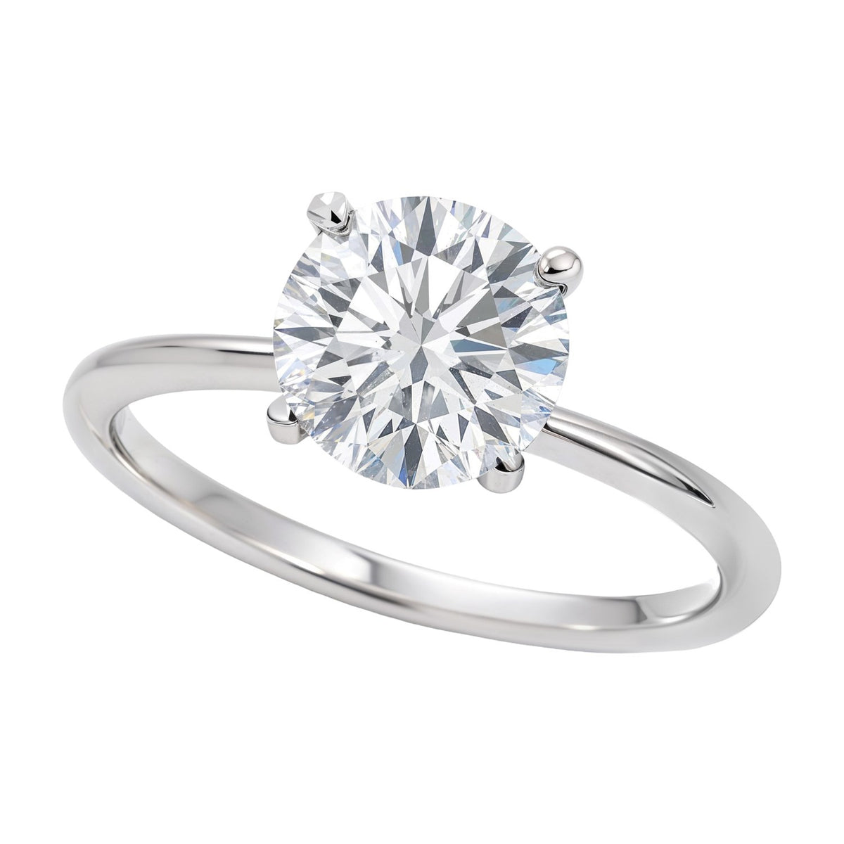 1.5 Carat Round Lab Grown IGI Diamond Solitaire in 14K White Gold G/VS1